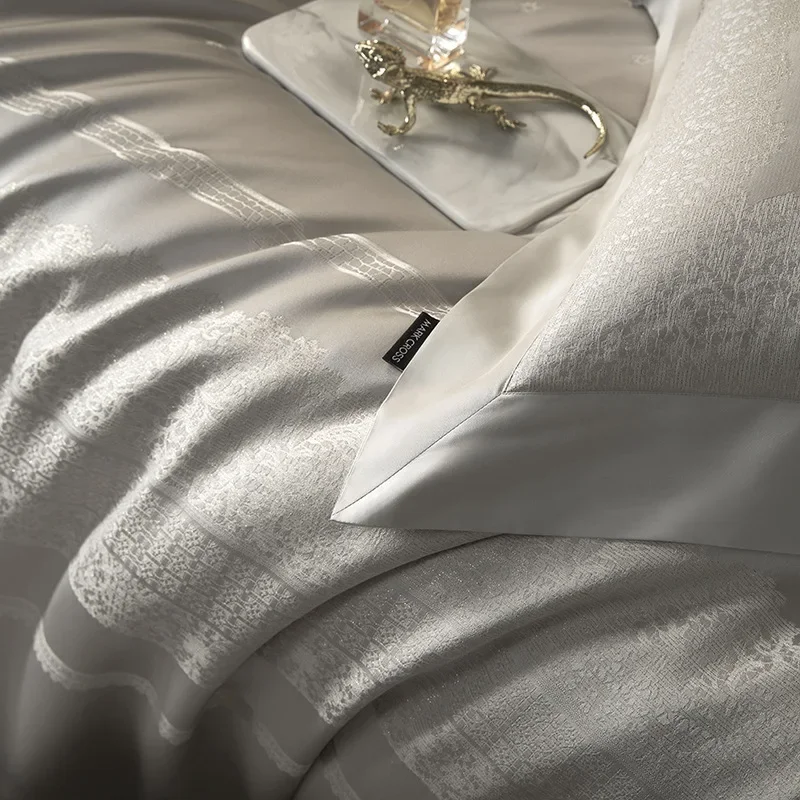 Grado villa, nordico, jacquard, cotone a fibra lunga, set di quattro pezzi, delicato sulla pelle, copriletto.