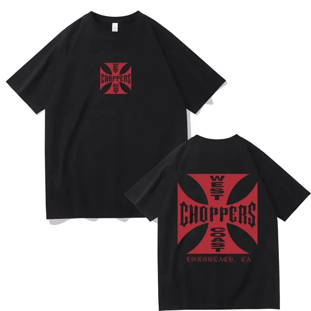 West Coast Choppers Cross Frame Print Cotton Tshirt Women Hip Hop Streetwear Oversized T-shirts Fashion Tees Fleece Short Sleeve