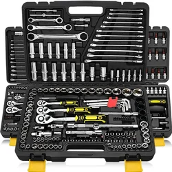 Metalworking Professional Ratchet, Ratchet, Spanner, Cabeça, Reparação do soquete, Chave de fenda, Car Pawl Soquete Tool, Wrench Set Kit, 46Pcs