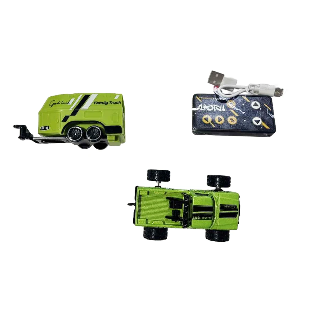 Mini Rc Truck And Trailer 1/64 Remote Control Monster Rc USB Rechargeable Body Lights 24GHz RC Car E