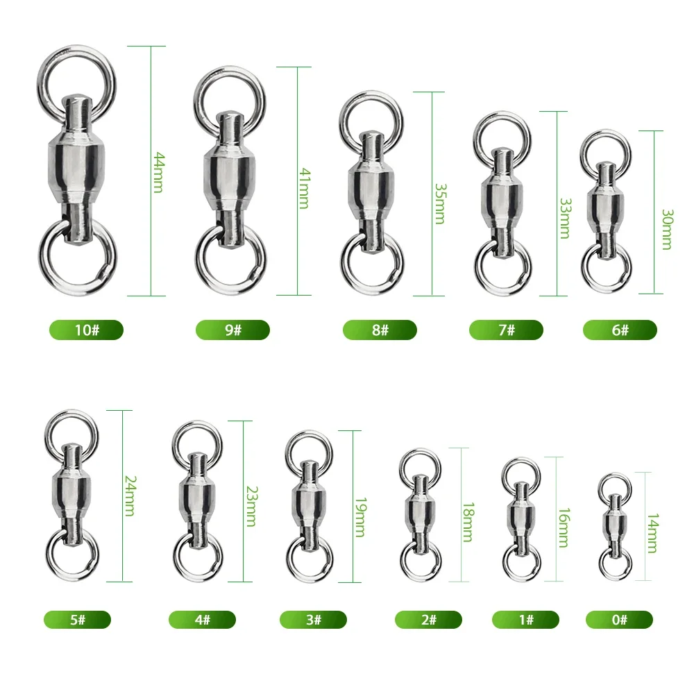 10/20pcs Stainless Steel Fishing Tackle Ball Bearing Swivel With Soild Ring Fishing Accessories Fishhook Accessory