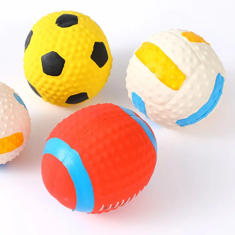 New Teeth Dog Ball Toy Volleyball Toys For Dogs Pet Latex Ball Sound Toy Dog Chew Ball Football Soccer Dog Toys For Large Dogs