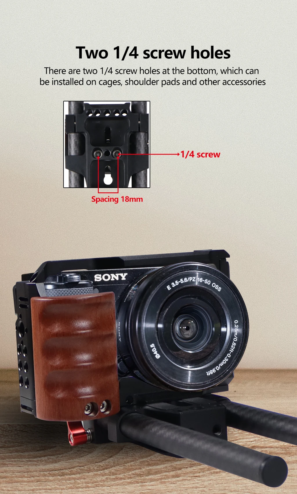 Universal Kamera Grundplatte Schulter Rig 15mm Stange Clamp Quick Release Adapter für Sony DSLR Käfig Vlog Schulter Unterstützung System – Detail 29
