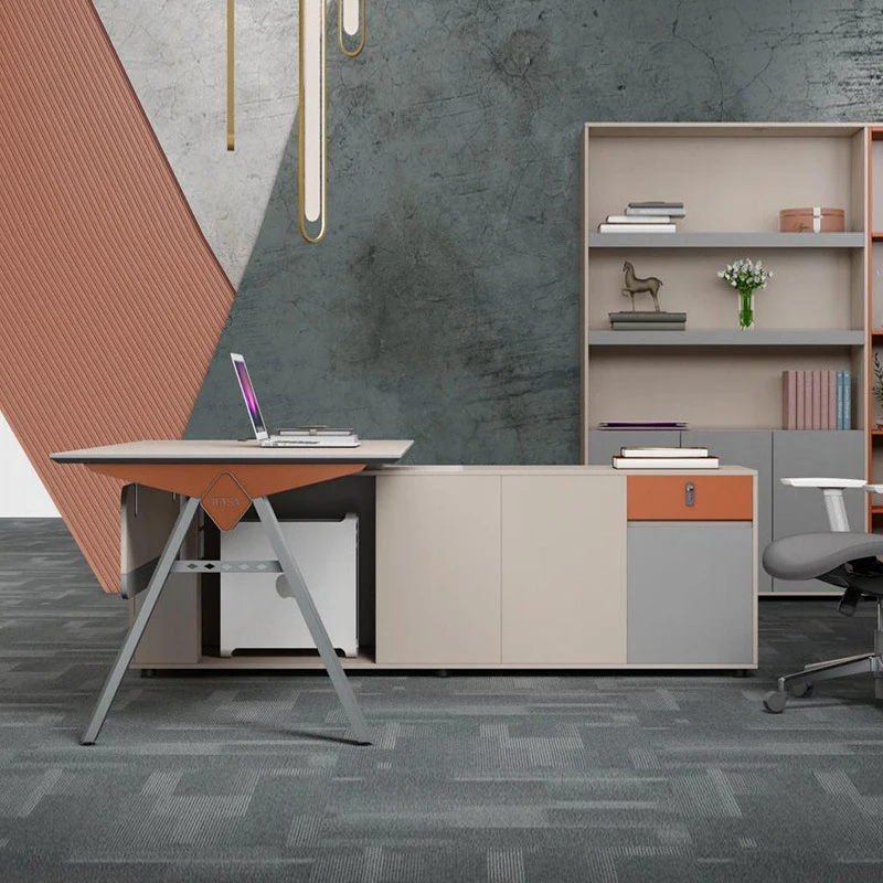 Set, Manager, Supervisor, With A Light Luxury High-End Feel, Office Desk And Chair Combinatio
