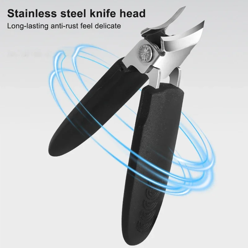 Slanted Nail Clippers Wide Jaw Opening Anti-Splash Nail Clipper Stainless Steel Toenail Cutter Diagonal Pliers Manicure Tools