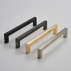 European Kitchen Cabinets Kitchen Door Handl Furnitur Handl Knob Square Silver Black Gold Fashion Metal Handle Hardware