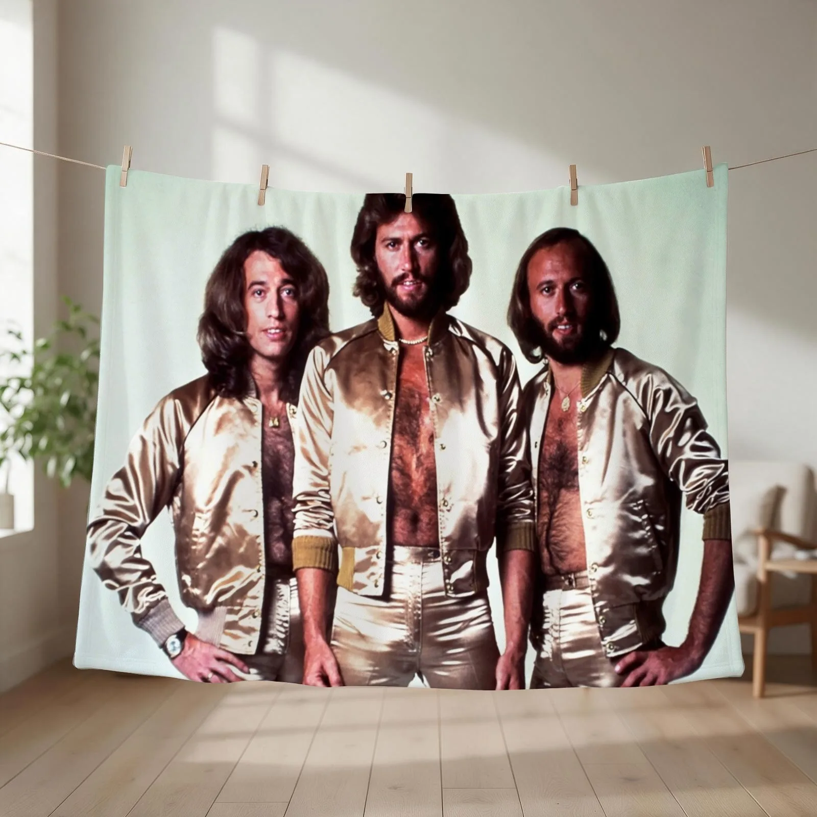 Design Actually A Bee gees Band Poster Throw Blanket couch cozy soft plush fuzzy picnic outdoor blanket