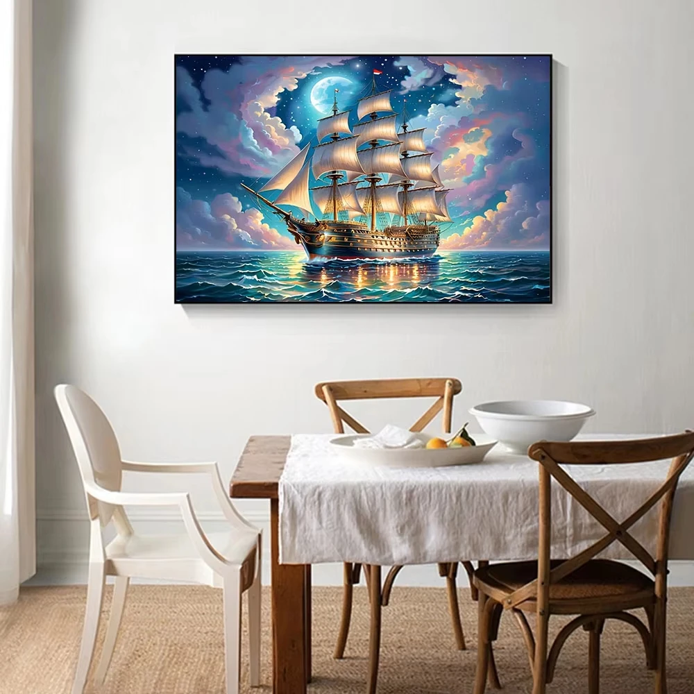 500/1000/1200/2000 PCS Jigsaw Puzzles Landscape Cloud Big Sailboat Family Activity Games for Gameroom Bedroom Gifts Frameless