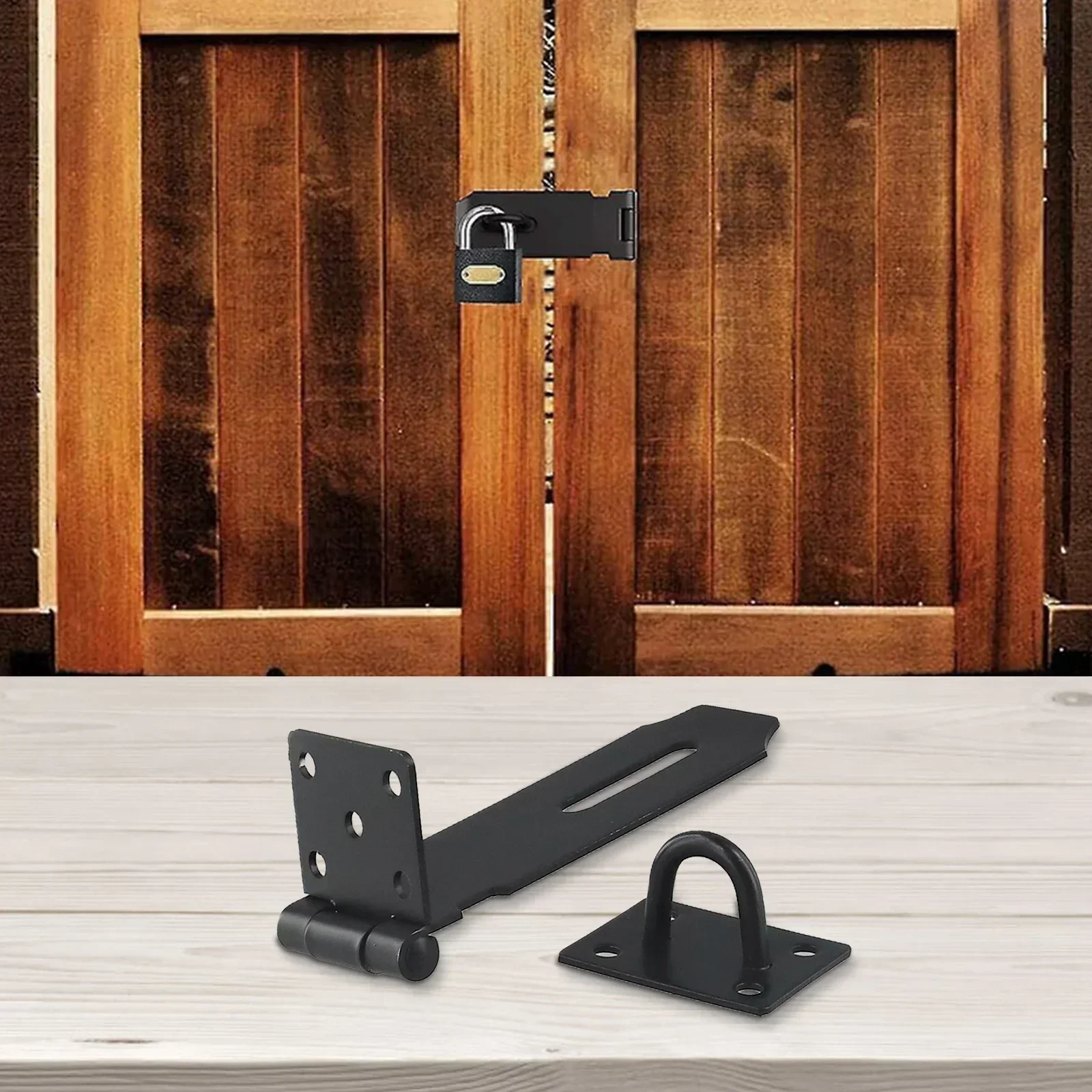 

Building Convenient Door Padlock Folding Lock Black Buckle Cabinet Door Latch Stainless Steel Sturdy Anti Theft