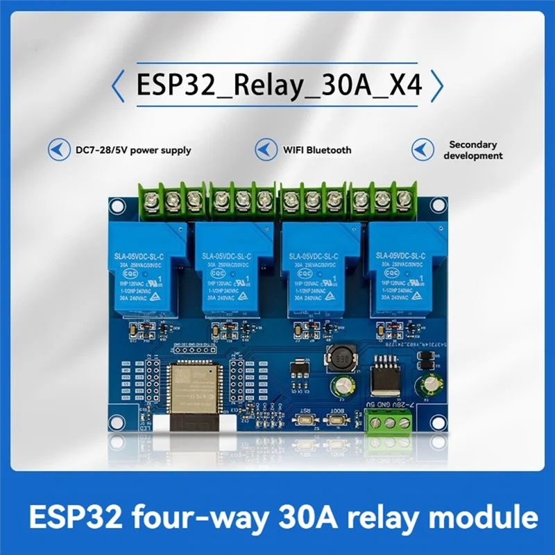 A15R -4 Channel Relay Module 30A DC7-28/5V WIFI Bluetooth Relay Module ESP32-WROOM Development Board