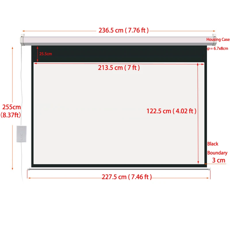 HD 100 Inch 16:9 Electric Screen For 3D LED DLP Laser Projector Motorized Projection Screens Curtain Wireless Remote Control