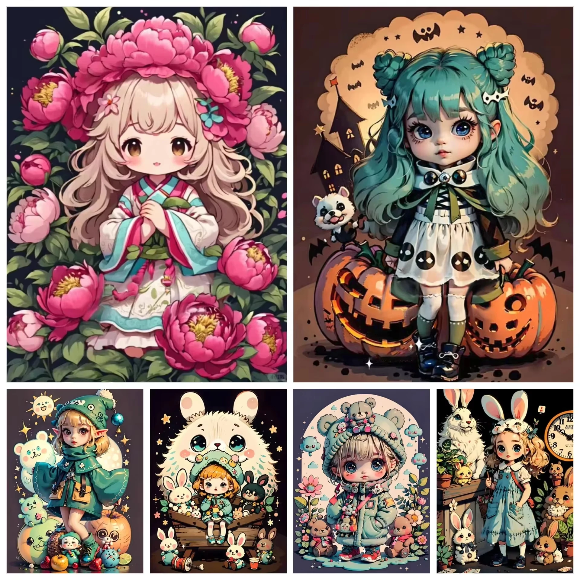 Cartoon Adorable Lass And Bunny Bear Jigsaw Puzzles 500/1000/1200/2000PCS Handmade Art Exquisite Home Decor Gift No Frame