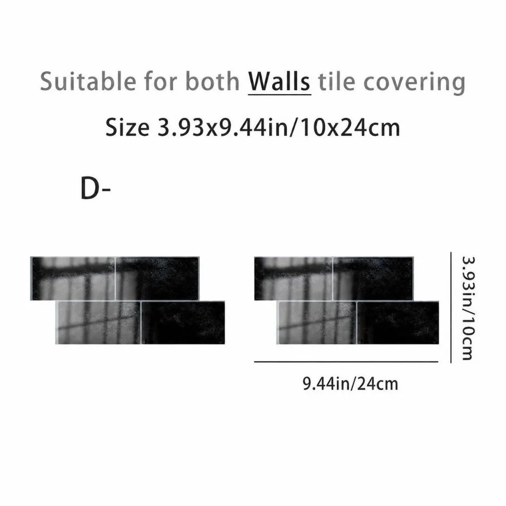 2PCS Self Adhesive Tile Sticker Thick PVC Material Multi Color Backsplash Film Water Oil Repellent Long Strip Design