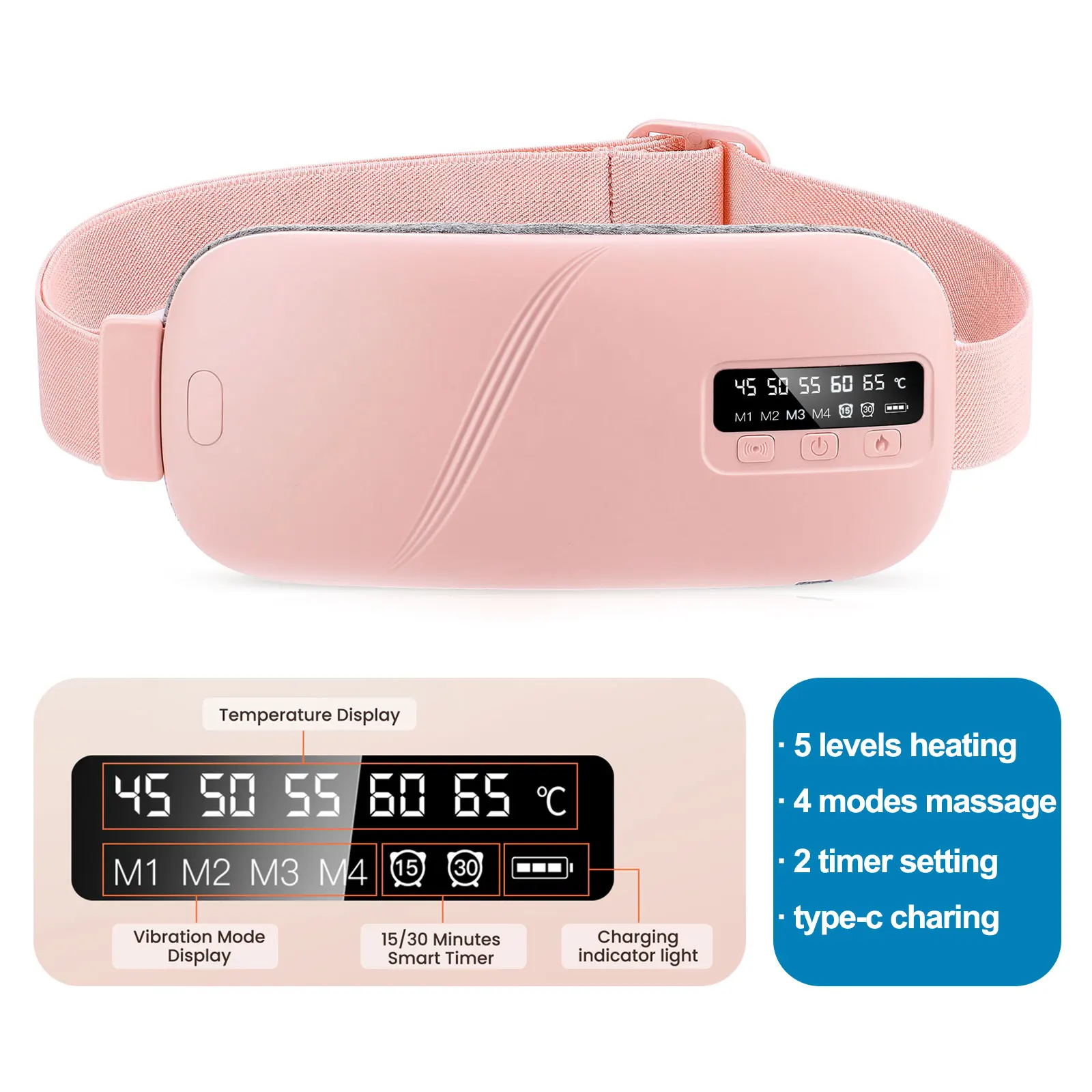 

Менструальный массажный пояс с подогревом, вибрацией, горячий компресс, машина для ухода за период, женский массажер для поясницы, талии и спины, термоперезаряжаемый