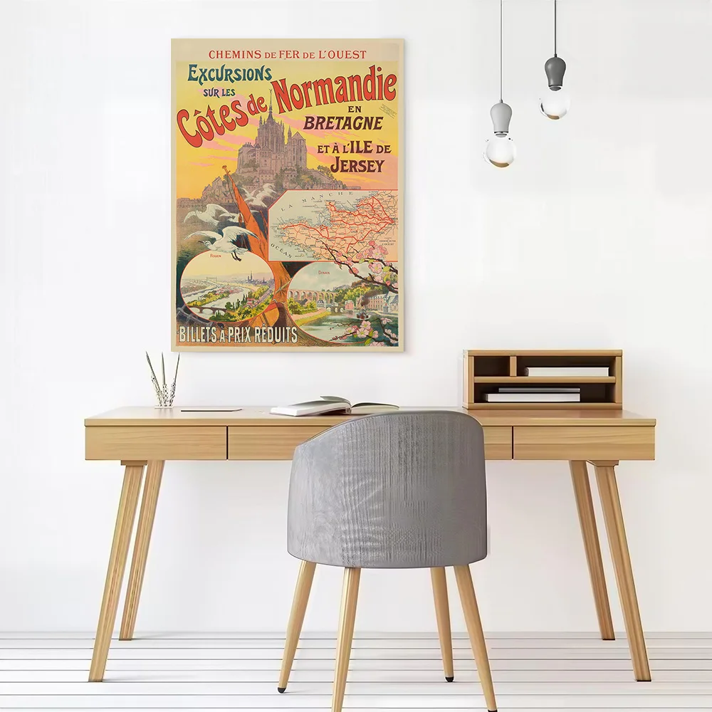 Normandy & Brittany Travel Canvas Wall Art Poster Personalized Photo Printing Perfect Gift for Vintage Decor Living Room Bedroom