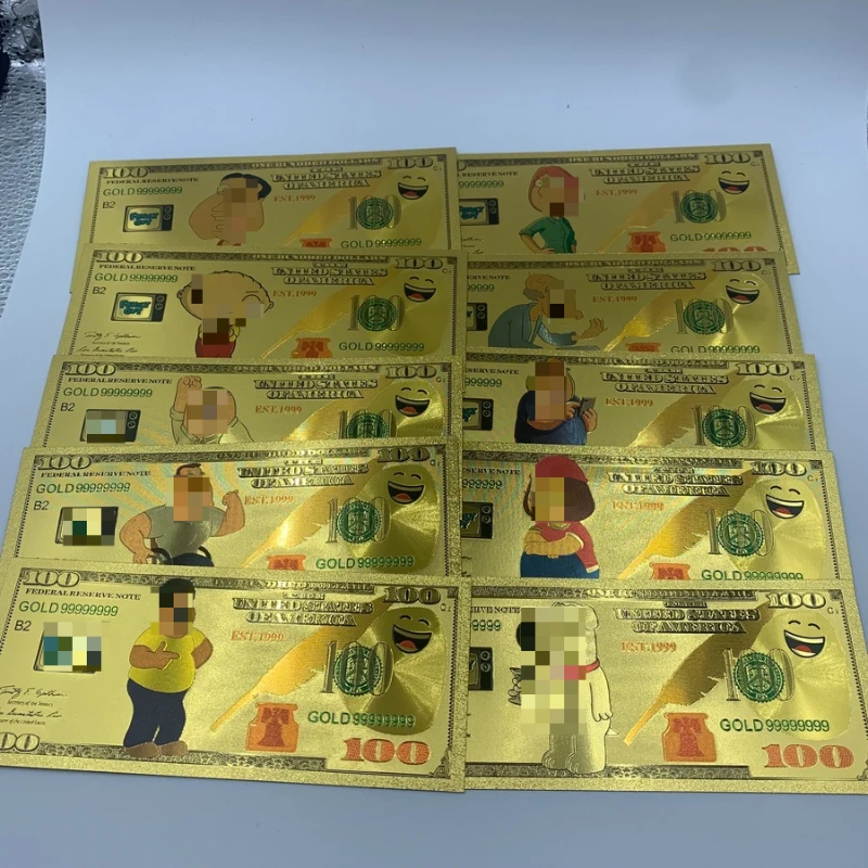 

10pcs Disney serie Commemorative banknote Anime movie Figure US Cartoon family friends Figural Cute Personality Gold card gifts