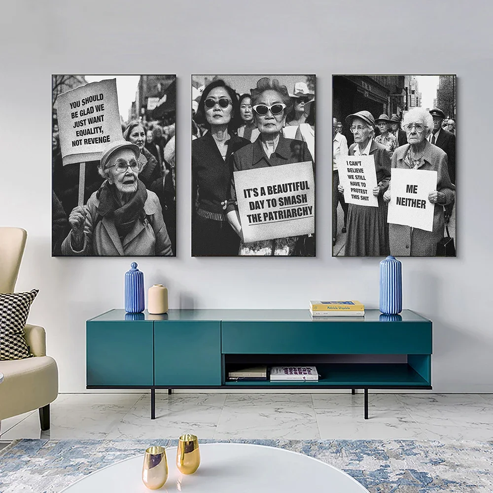 Frameless Canvas PaintingWomen Rights Power Photograph Poster Feminist Art Canvas Painting Black White Print Wall Picture For Li
