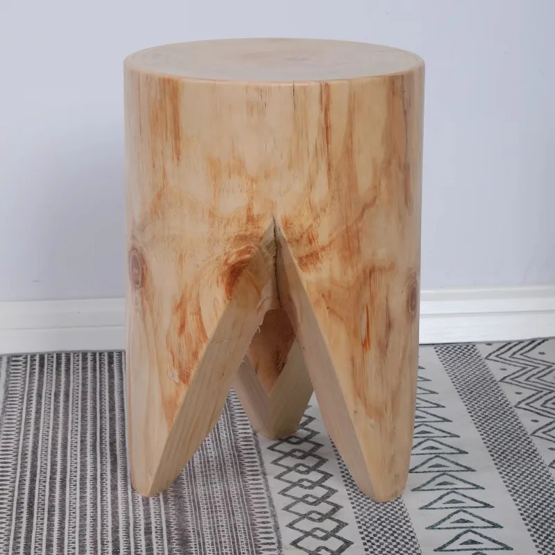 

Solid Wood Bench and Pier Stool Square Black Carbonized Large Tree for Bedroom or Hotel Use