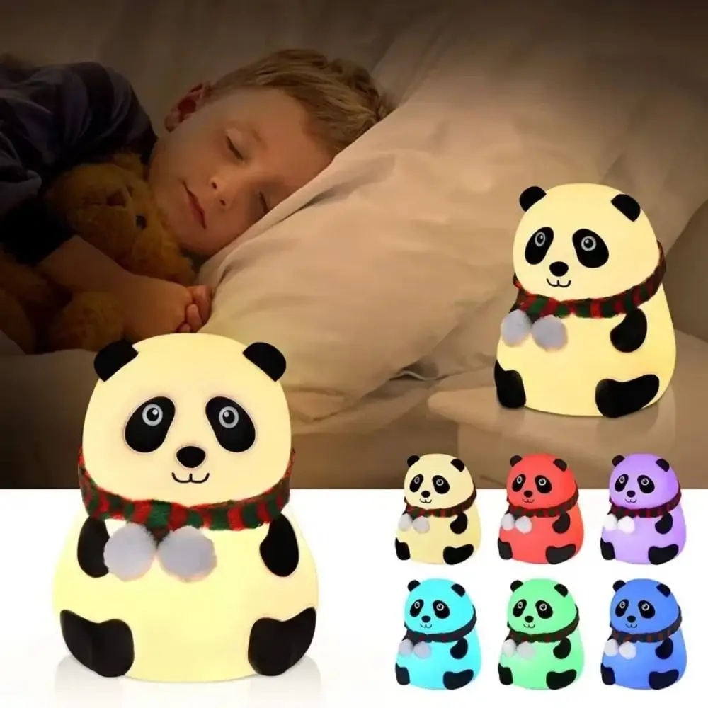 

Color Changeable Panda Night Light Panda Patting Silicone Panda Desk Lamp LED Percussive Dimmable Table Lamp Baby Sleep Lamp