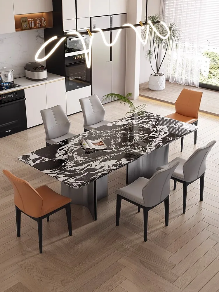 Italian minimalist Bulgari black luxury stone marble dining table