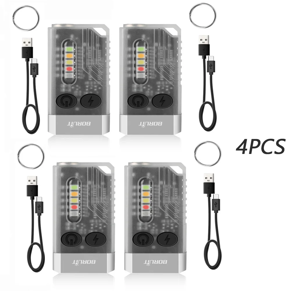 BORUiT V10 EDC Schlüsselanhänger-Taschenlampe Tragbare Mini-Fackel Typ-C Wiederaufladbare Arbeitsleuchte Mit Magnet UV-Signal Camping-Taschenlampe