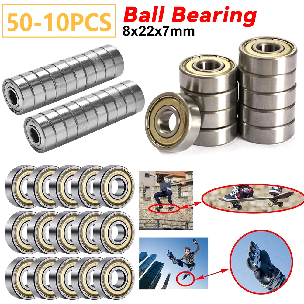 608ZZ لوح التزلج الكرات صف واحد مصغرة تحمل 8x22x7 مللي متر الكرات لألواح التزلج حذاء تزلج بعجلات الدراجات البخارية #1