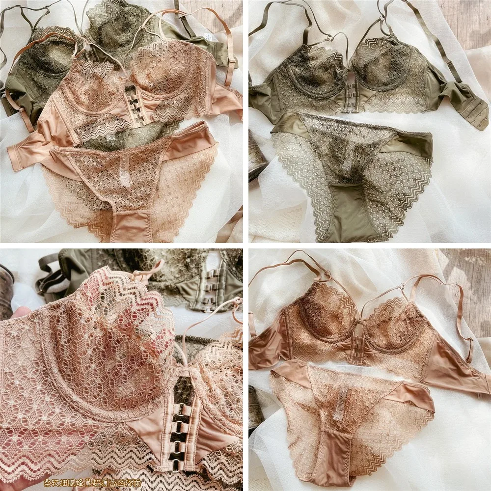 

Sexy Lace Bra Set Push Up Underwear with Soft Steel Ring for Women, Ultra Thin Comfort