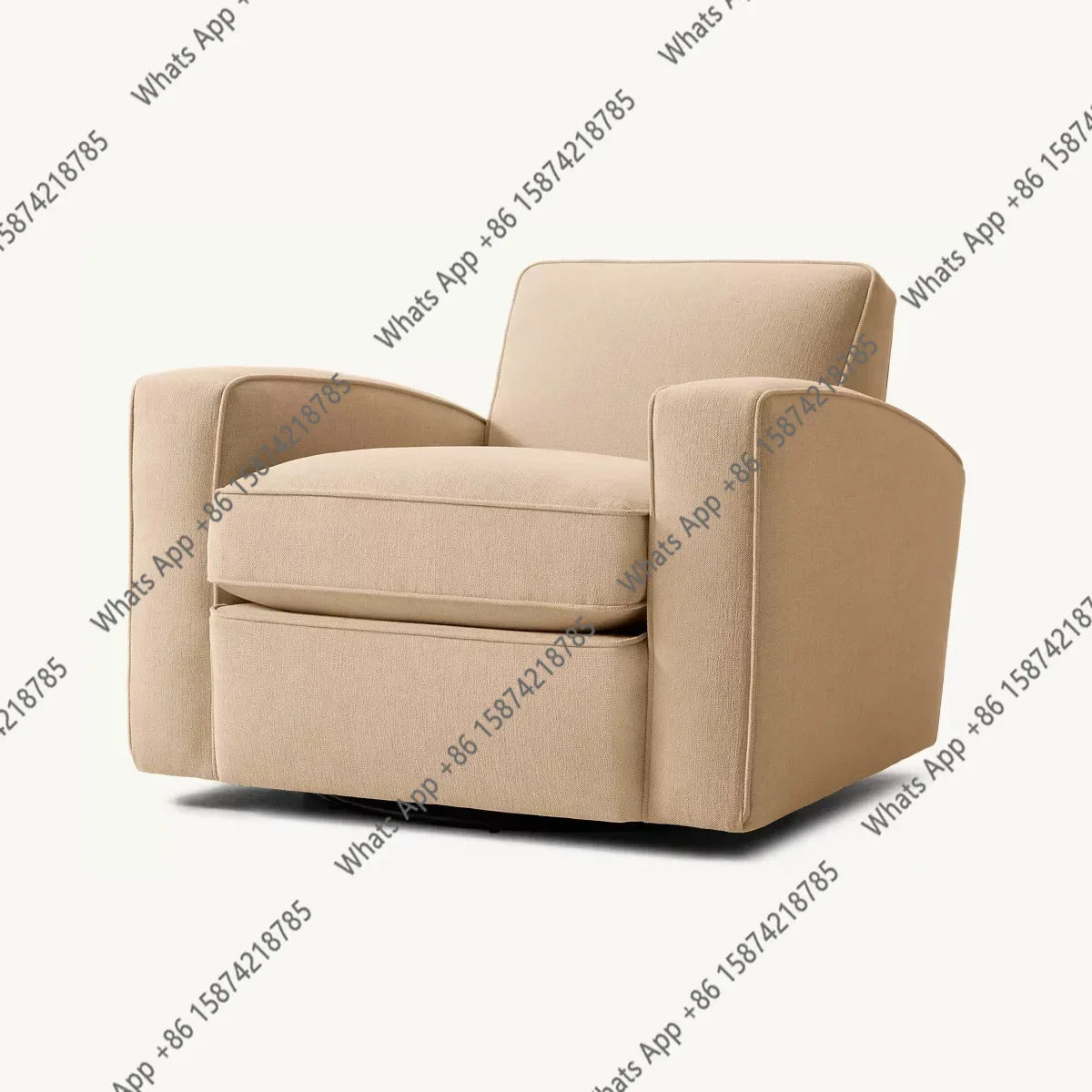 

J American Retro Cotton And Linen Fabric Leisure Chair Living Room Reception Lazy Chair Study Fabric Single Sofa