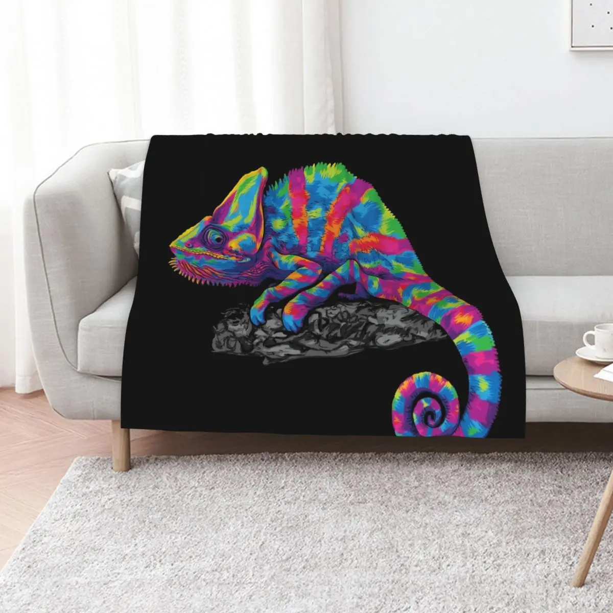 Colorful Chameleon Throw Blanket Softest sofa bed Cute Furry Comforter manga Blankets