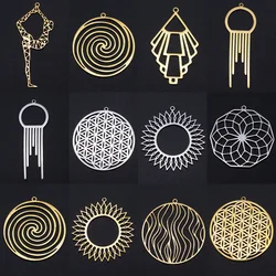 Pendentif en acier inoxydable pour bricolage, replCatcher de yoga, breloques de connecteur de bracelet, bijoux de soleil de séparés eur, mode, vente en gros, lot de 3 pièces