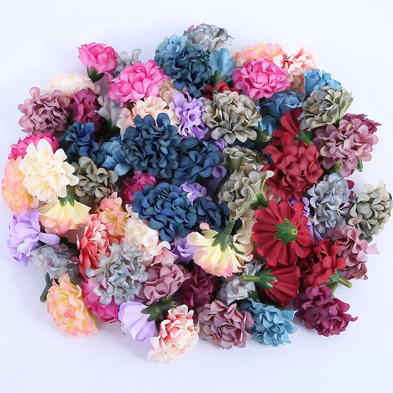 5/10/20Pcs Artificial Flowers Heads 3.5CM Fake Flower for Home Decor Party Wedding Marriage Decortion DIY Crafts Wreath Ornament