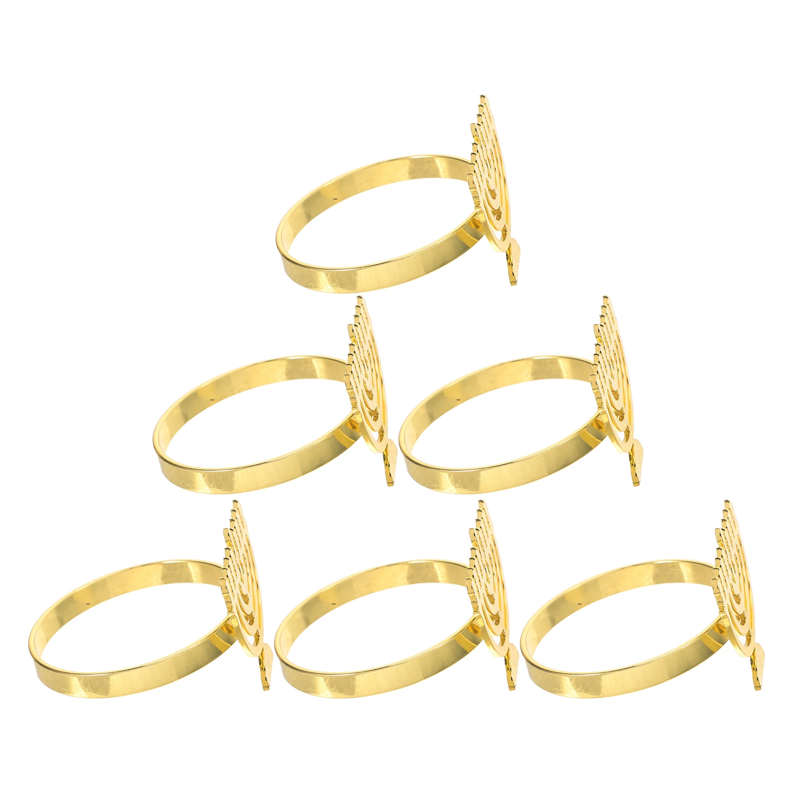 

6Pcs Elegant Hanukkah Menorah Napkin Rings Metal Table Decoration Accessory Festive Banquet Dinner Menorah Shaped Napkin Ring