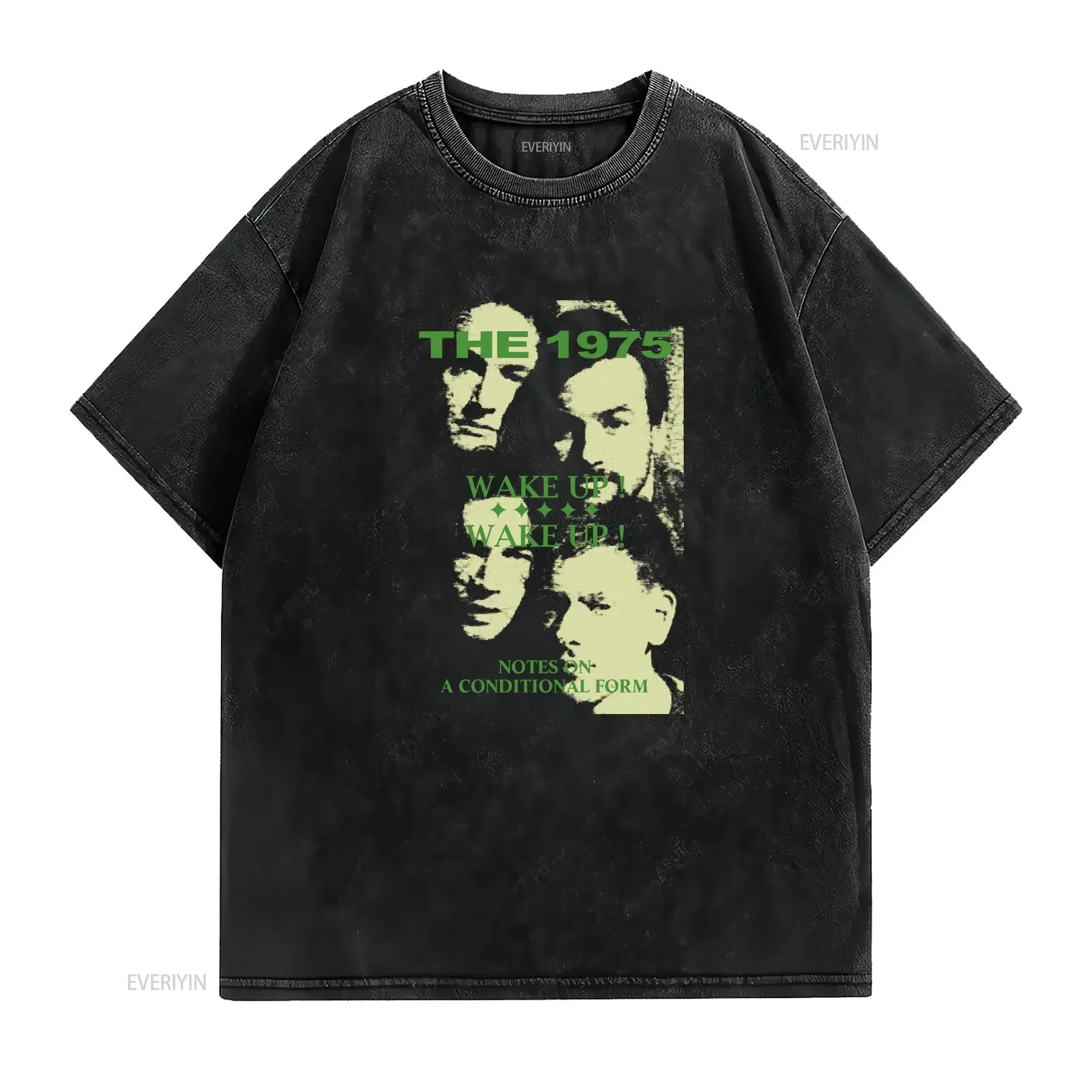 Vintage Retro The 1975 Rock Band Wake Up Print Casual Streetwear T Shirt vintage Washed Versatile Top For Everyday Wear fashion