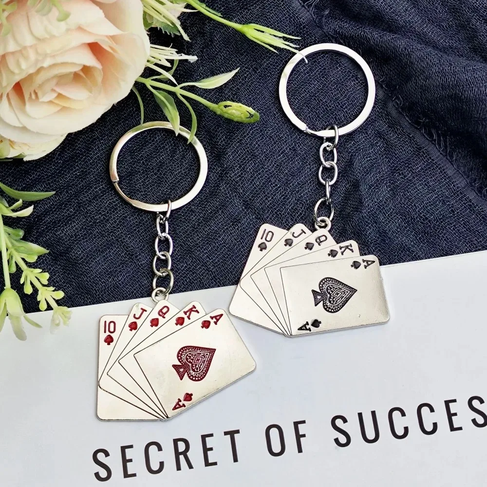 Unisex Simulation Poker Keychain Creative Car Keychain Wholesale Key Chains Keyring Metal Key Chains Accessories Backpack Gifts