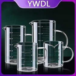 YWDL 1pcs Glass Measuring Cup With Handle Heat-resistant Laboratory Beaker Kitchen Milk Coffe Measuring Mug 250/350/500/1000ml