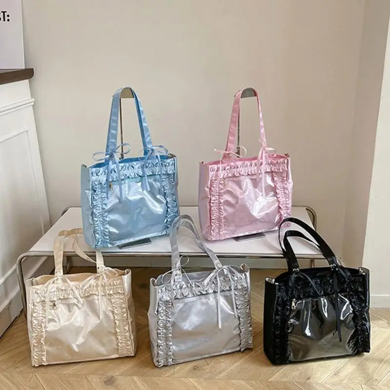

A3PE Ita Bag Toted Bag Clear Window for Pins Shoulder Bag Handbag Bag DIY Cosplay Stachel Toted Bag Sweet Bows Purses Gifts