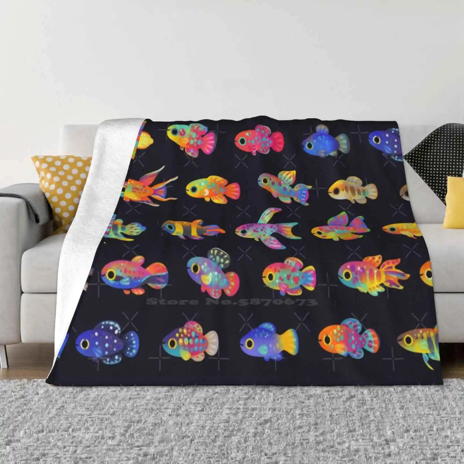 Killifish! Trend Style Funny Fashion Soft Throw Blanket Tropical Freshwater Fish Aquarium Fond Biology Animal Colorful Pikaole