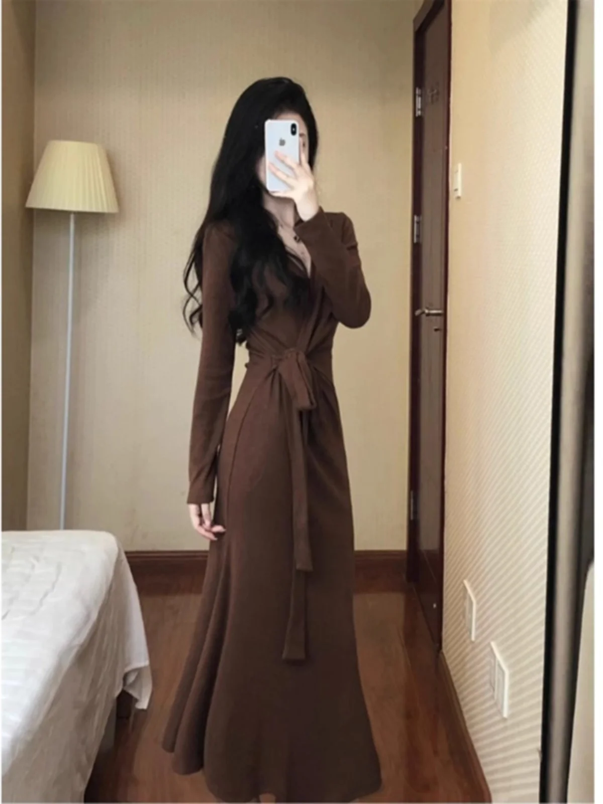 Impressionante feminino envoltório dr emagrecimento com cinto linha a saia camada base desgaste interno outono temporada longo sve v-ne ins sle