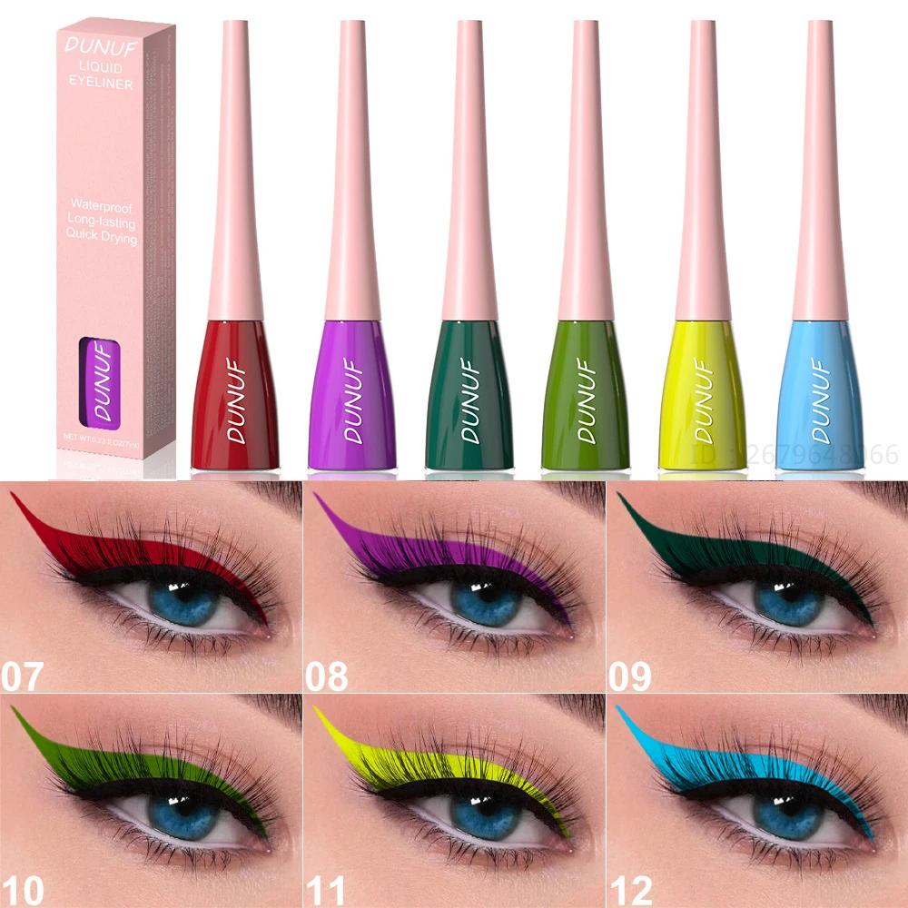 Eyeliner liquide de maquillage de scène, stylo durable, pas facile à évanouir, maquillage des yeux coloré, blanc, rouge, vert, bleu, jaune, 18 couleurs