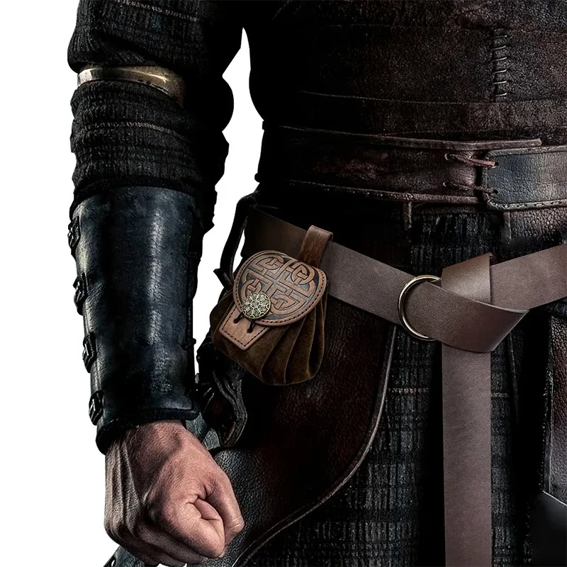 Steampunk القرون الوسطى الشرير نمط فاني حزم للرجال بولي Leather الجلود محفظة نسائية للعملات المعدنية حزام قابل للتعليق الخصر حقيبة الرباط الورك حقيبة بحزام تأثيري