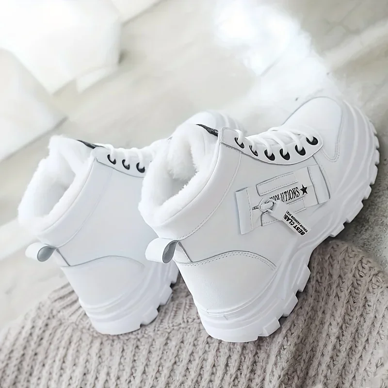 Picture 4: New 2024 Women Platform Lace Up Boots Casual Side Zipper Plush Lined Boots Comfortable Winter Ankle Boots Large Size 45
