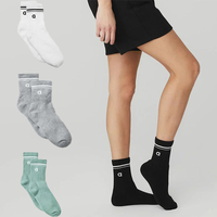 1/3/5 Pair Unisex Alphabet Yoga Socks Pure Cotton Breathable Anti-Slip Mid Calf Casual Outdoor Sports Socks for Women Men