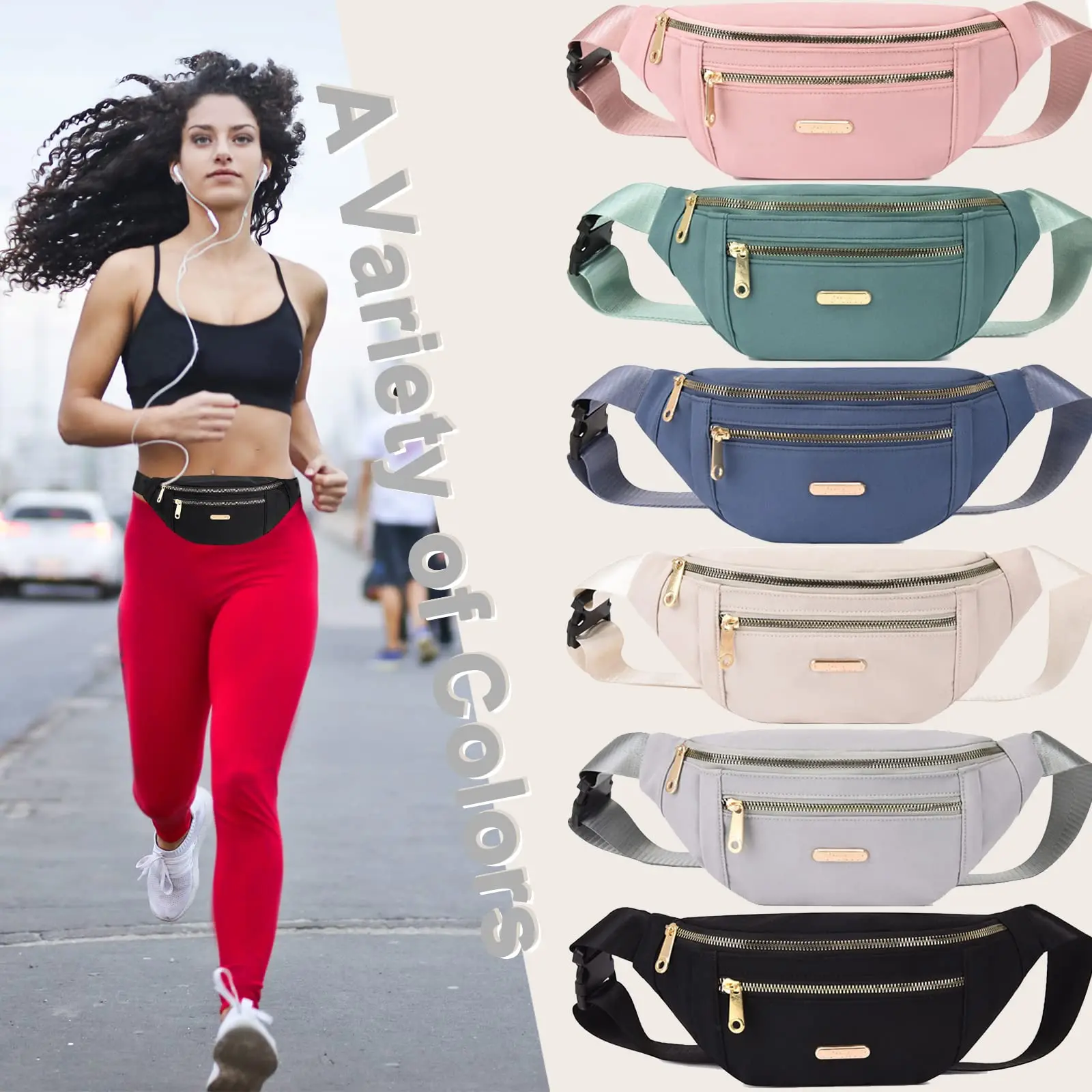 Unisex Waist Bag Fanny Pack for Women Men, Lightweight Crossbody Bag for Cycling, Running, Hiking, Travel and Sports Training