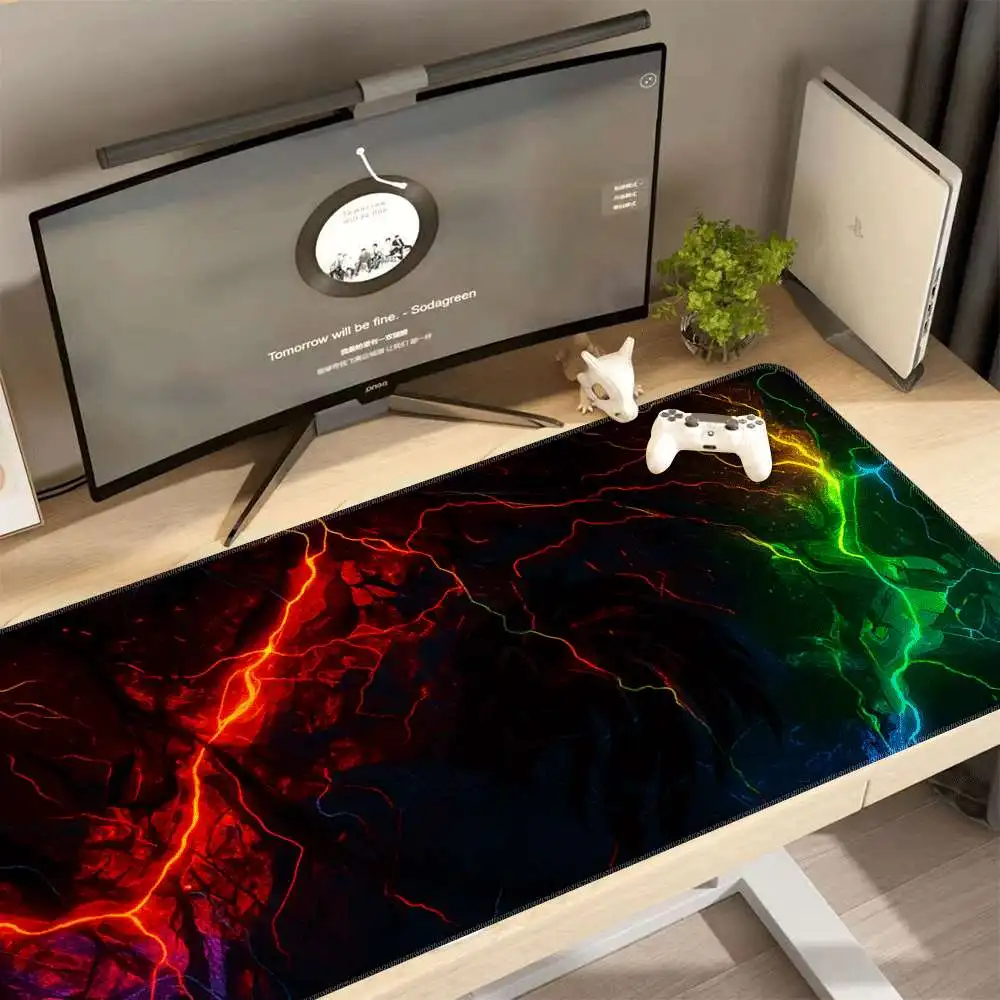 

Colorful Lightning Gaming Mouse Pad XL Extended Rubber Non-Slip Desk Mat for PC Gamers