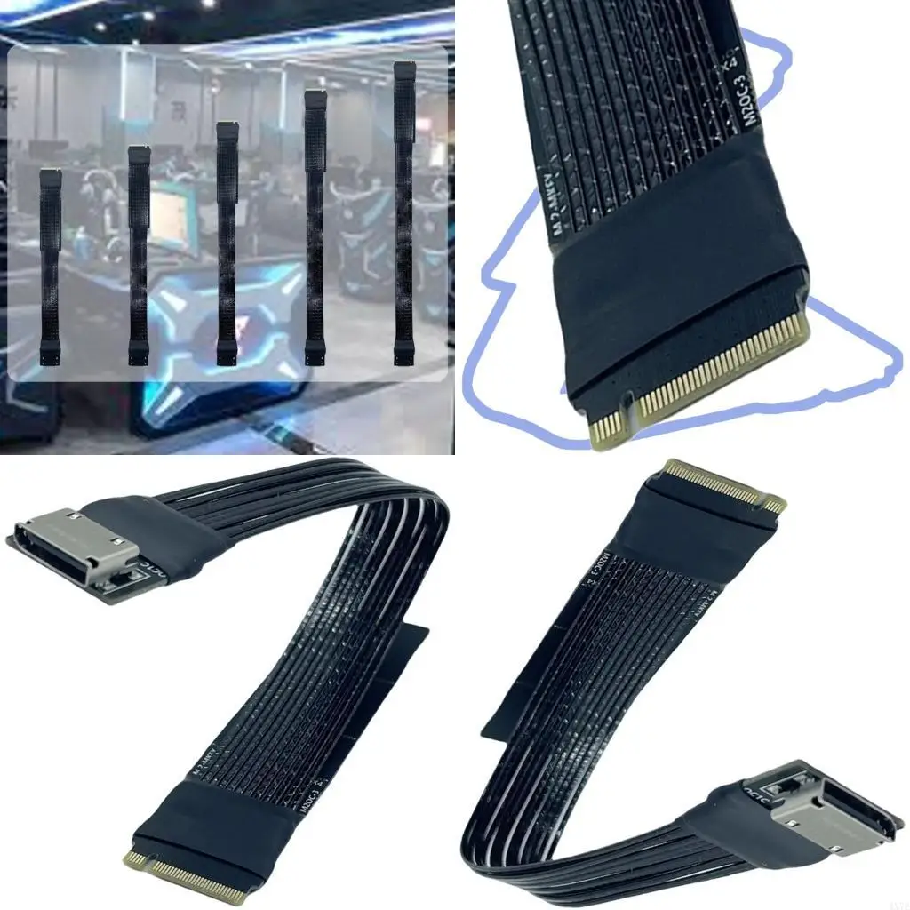 

4X7E Gen4 4X Oculink External Adapter Cable For M.2 NVMe SSDs GPU Expansion No Fixed Buckles