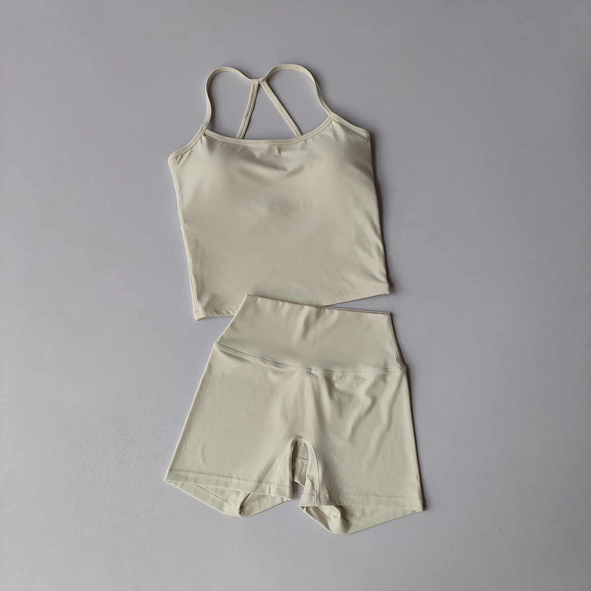 Langes Trägerloses Top-Set Yoga Gym Set Nahtloser Rückenfreier Sport-BH Tops Tanktop Hüftlift-Leggings Gym-Shorts-Sets Sportset – Detail 18