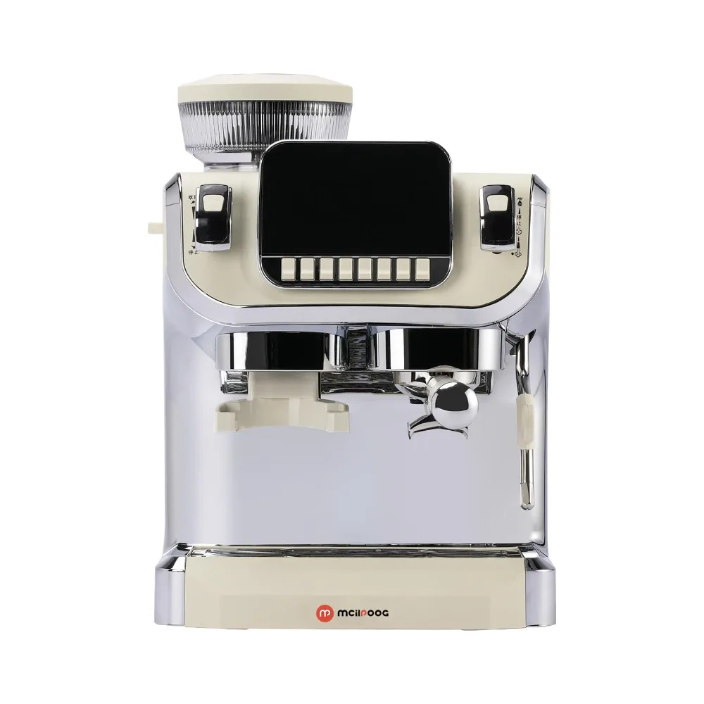 

Mcilpoog Espresso Machine with Milk Frother, 15 Bar Semi-Automatic Coffee Maker with Grinder and 6in Screen