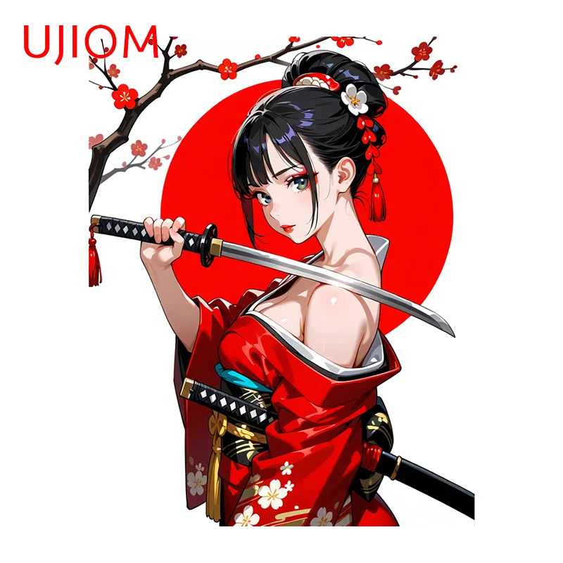 UJIOM Samurai Sexy Girl Wall Sticker Fashion Funny Exclusive Design Waterproof Edgy Decal Suitable For Veneer Sofa Wall Decor