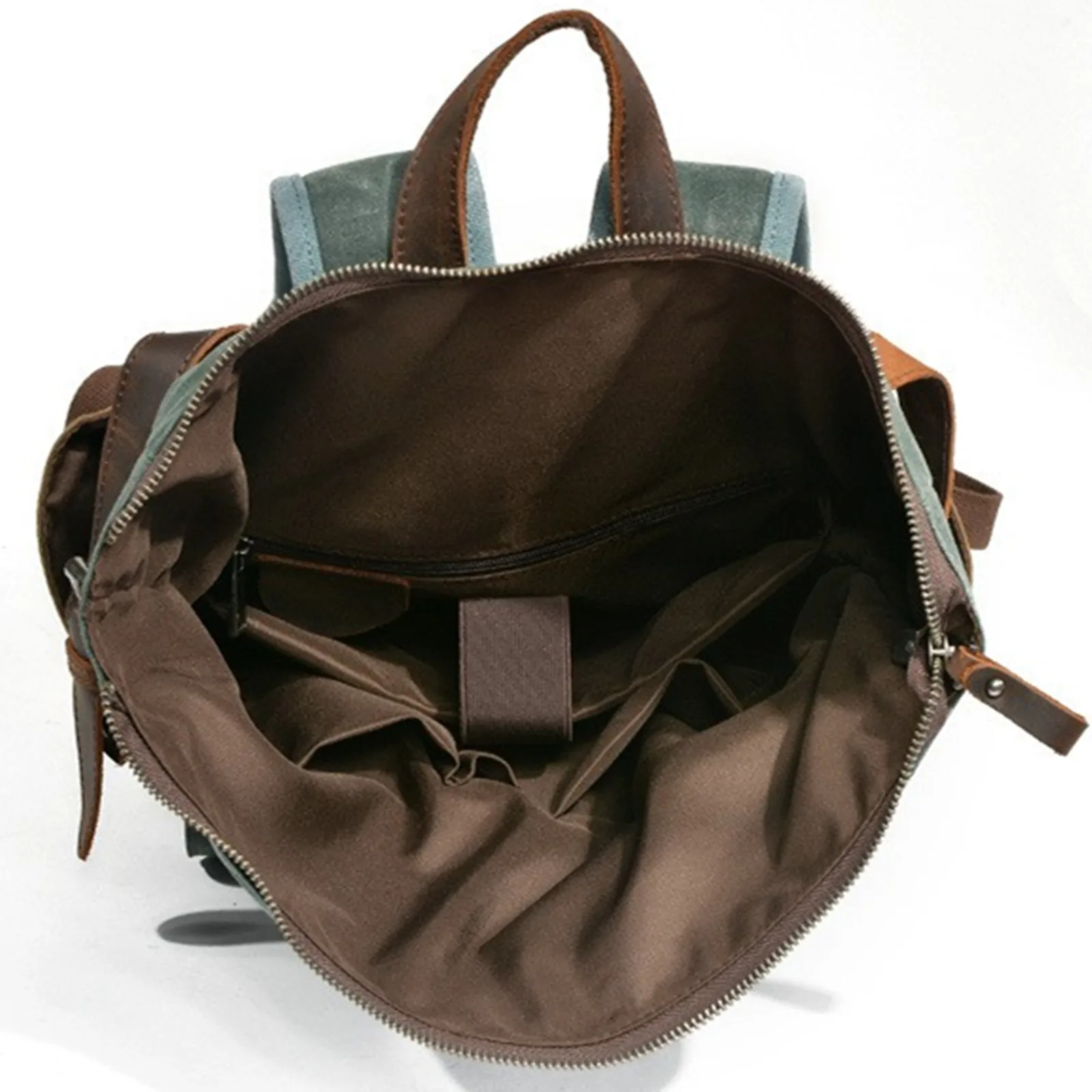 Outdoor Shoulders Business Computer Backpack Large Capacity Travel Waterproof Canvas Splicing Genuine Leather Hiking School Bags