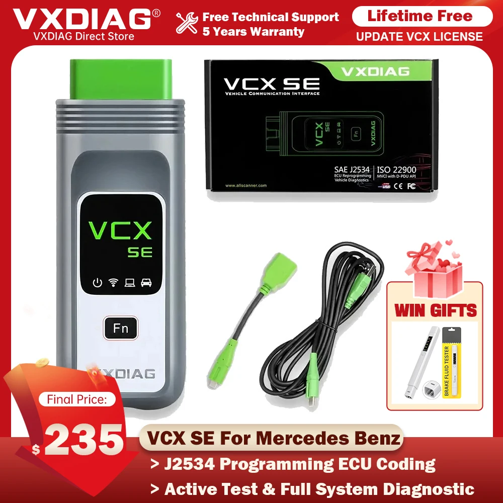 VXDIAG VCX j2534 programación ECU VX408 SE para Mercedes Benz C6 ECU codificación Doip todos los herramientas de diagnóstico del sistema